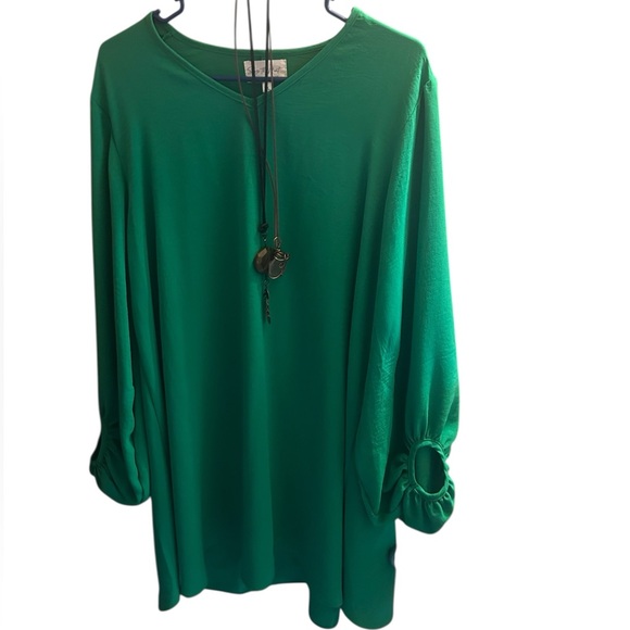 Kelly Green dress long sleeve women’s size XL High low midi - Picture 5 of 6